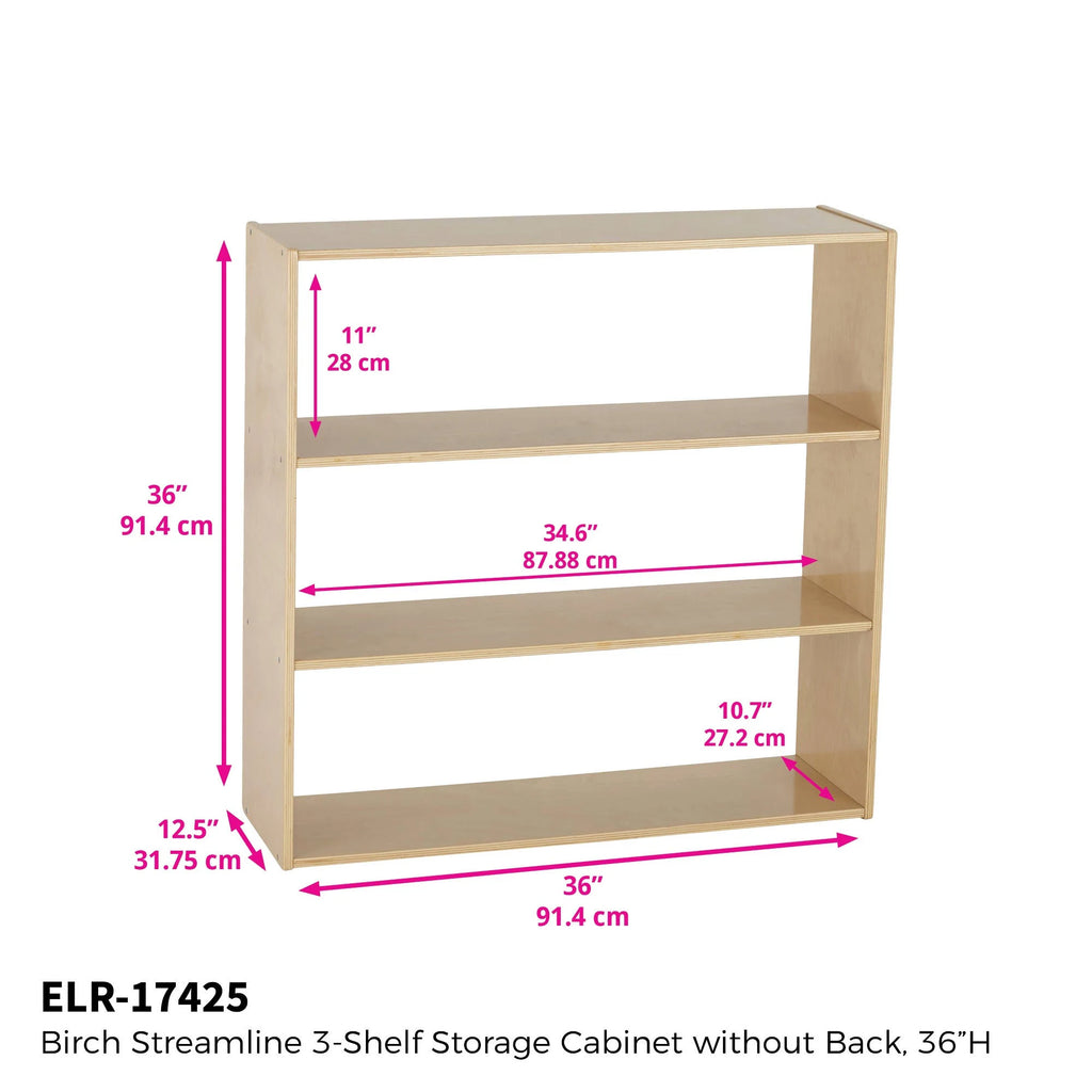 Birch 3-Shelf Storage Cabinet Without Back 36in H U516