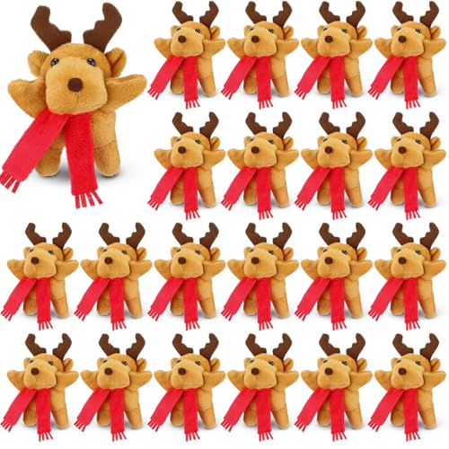 40 Pcs 4 Inch Christmas Stuffed Animals Plush with Red Scarf M2819