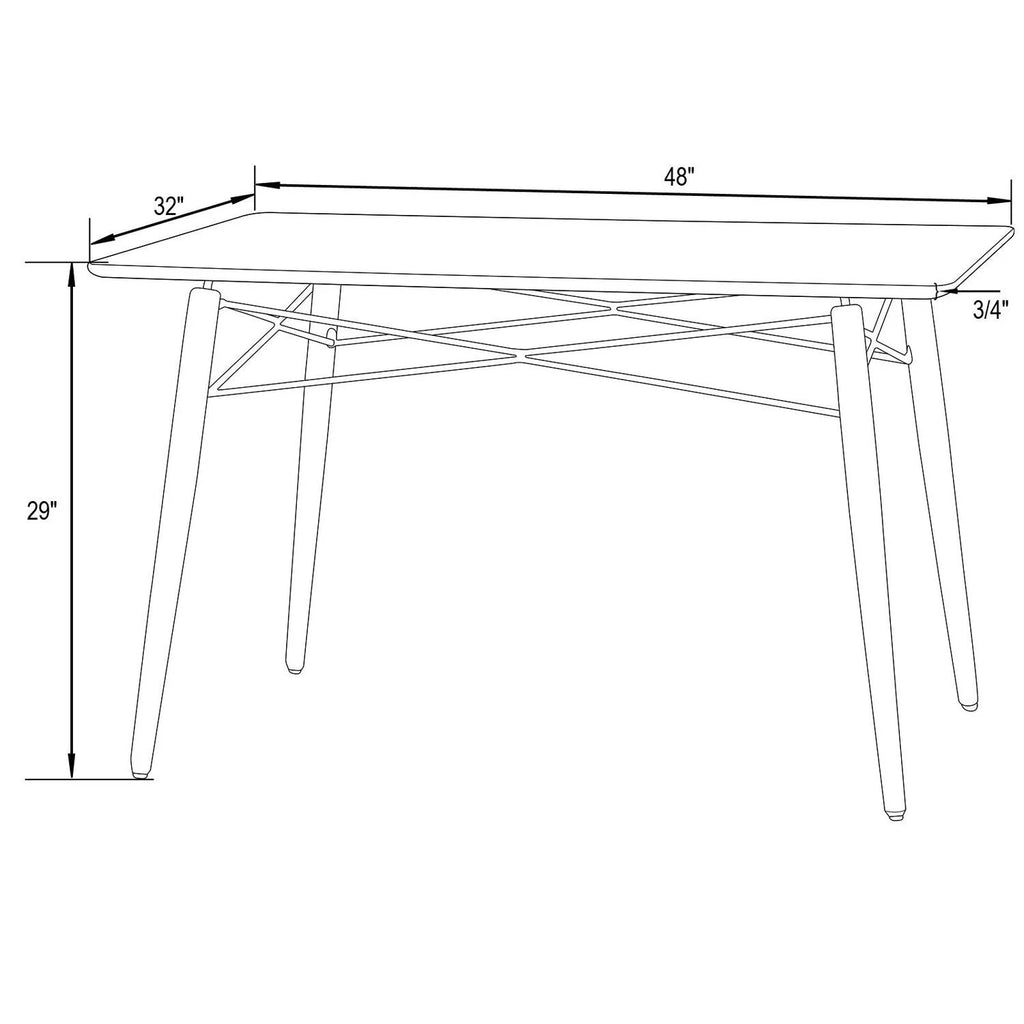 4Ft Rectangle Glass Top Dining Table with Wood Base G81418