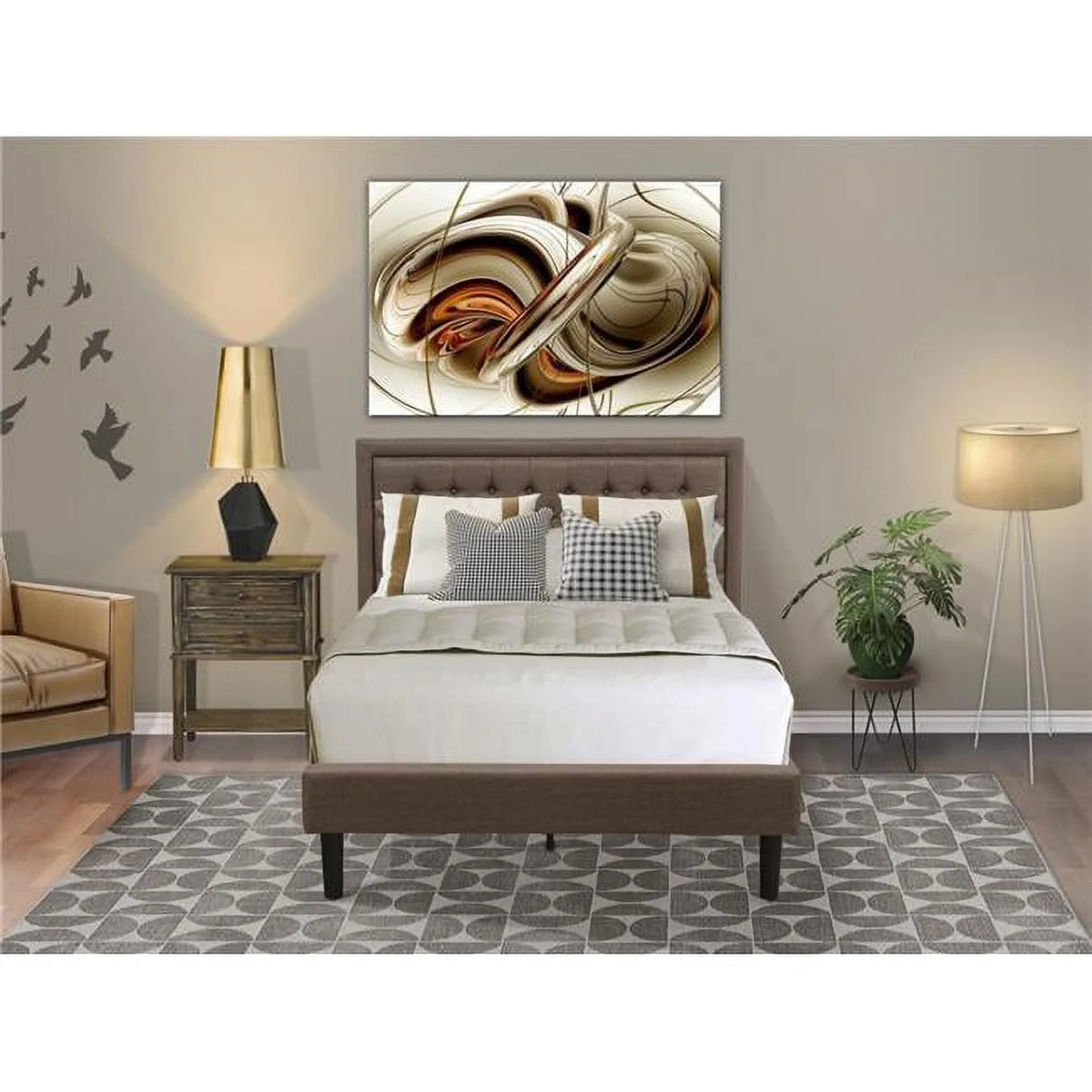 2 Piece Black Wooden Bedroom Set Y43300