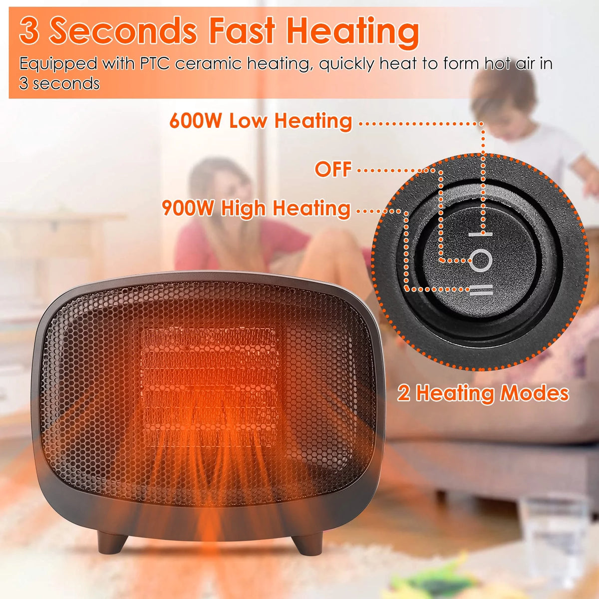 Space Heater with Tip-Over and Overheat Protection X10052