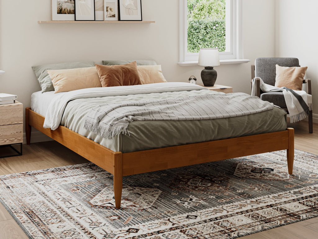 Espresso Solid Wood Platform Bed Twin XL U6837