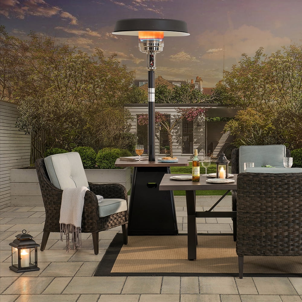 40,000 BTU Matte Black Steel Propane Patio Heater with Table Top Z786