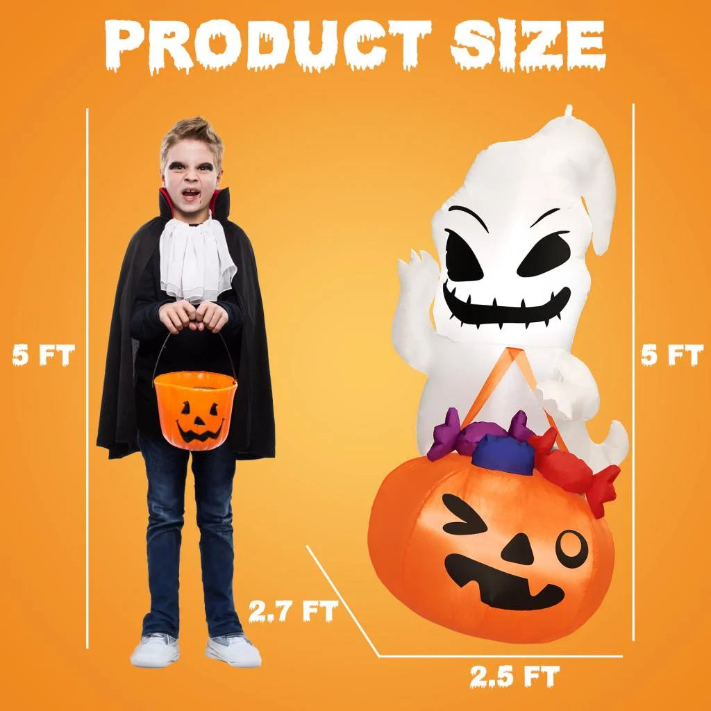 Halloween Inflatable Decor, Ghost Holding Trick Or Treat Bag S596742