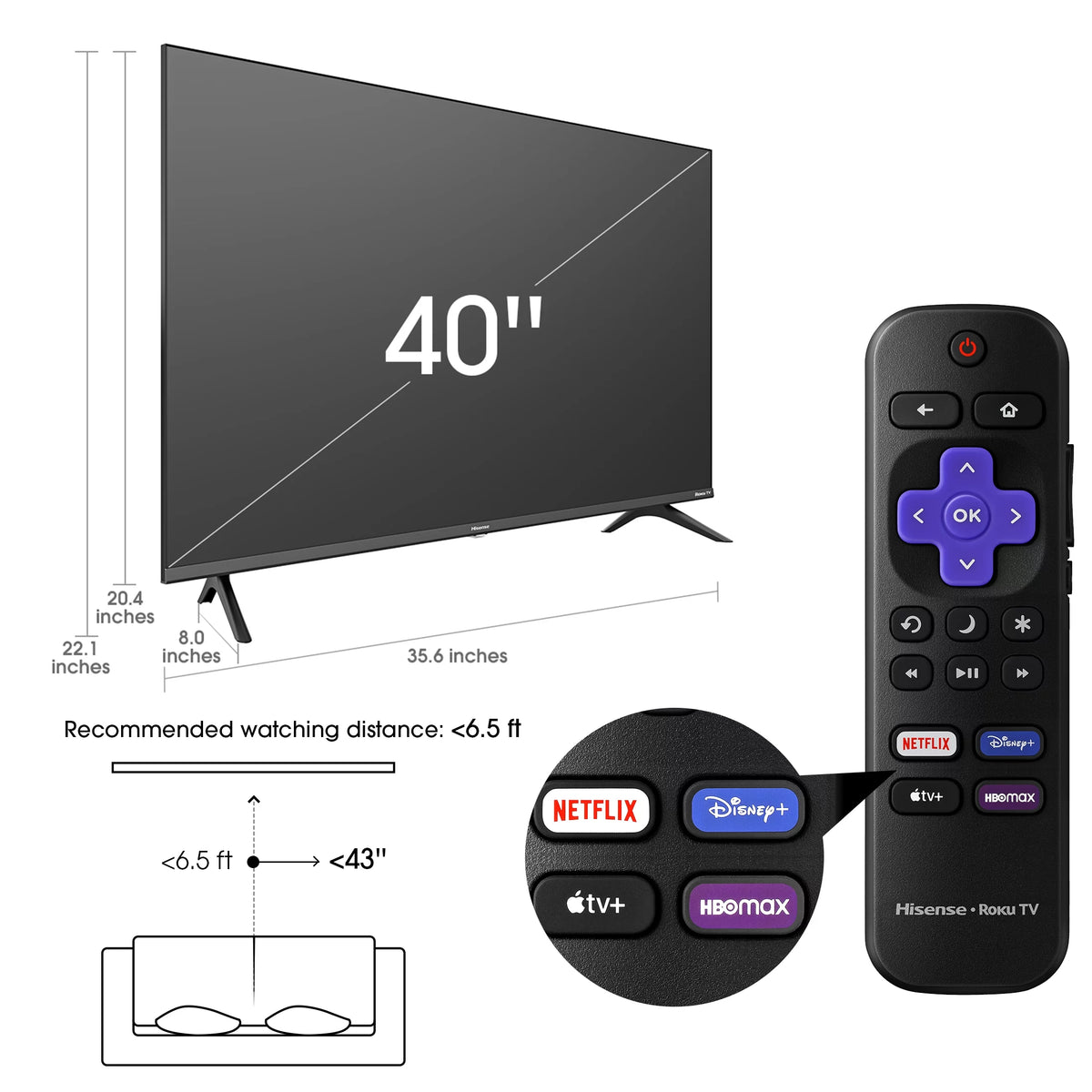 40 Class 1080p FHD LED LCD Smart TV C896522