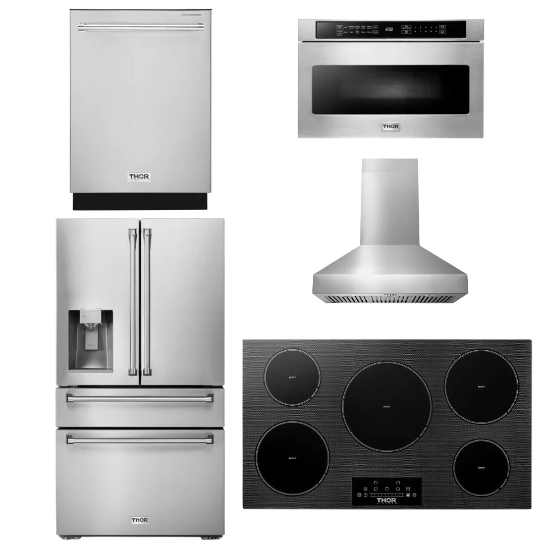 36 Induction Cooktop, Range Hood, Microwave, Refrigerator, Dishwasher G70547