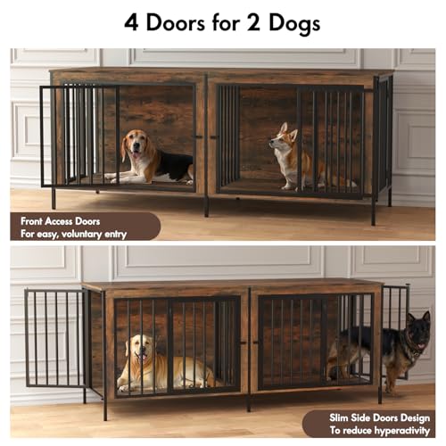78 Inch XXL Double Dog Crate Furniture N8637