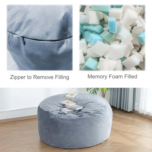 Velvet Memory Foam Bean Bag Chair S863291