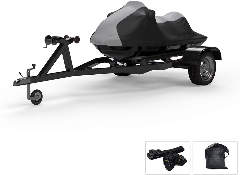 Gray/Black All Weather Jet Ski Cover with Trailer Straps and Storage Bag D76467