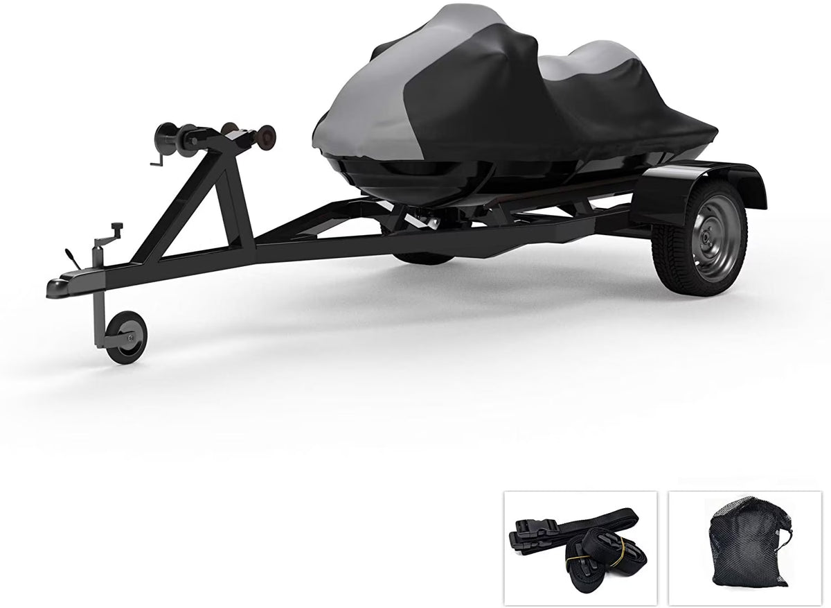 Gray/Black All Weather Jet Ski Cover with Trailer Straps and Storage Bag D76467