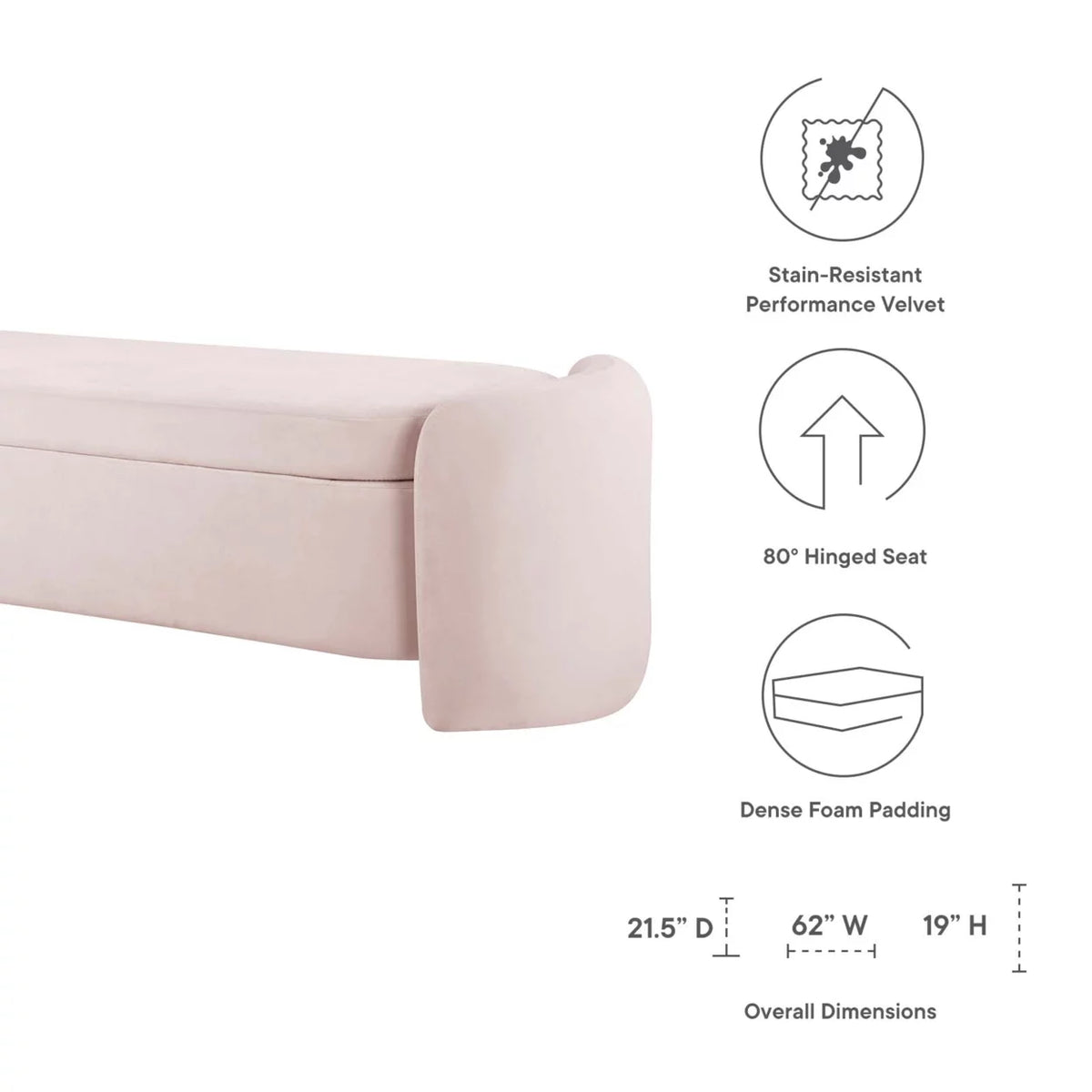 Pink Performance Velvet Bench U65510