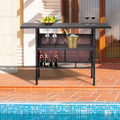 Outdoor Patio Wicker Bar with 2 Storage Shelves Q4076