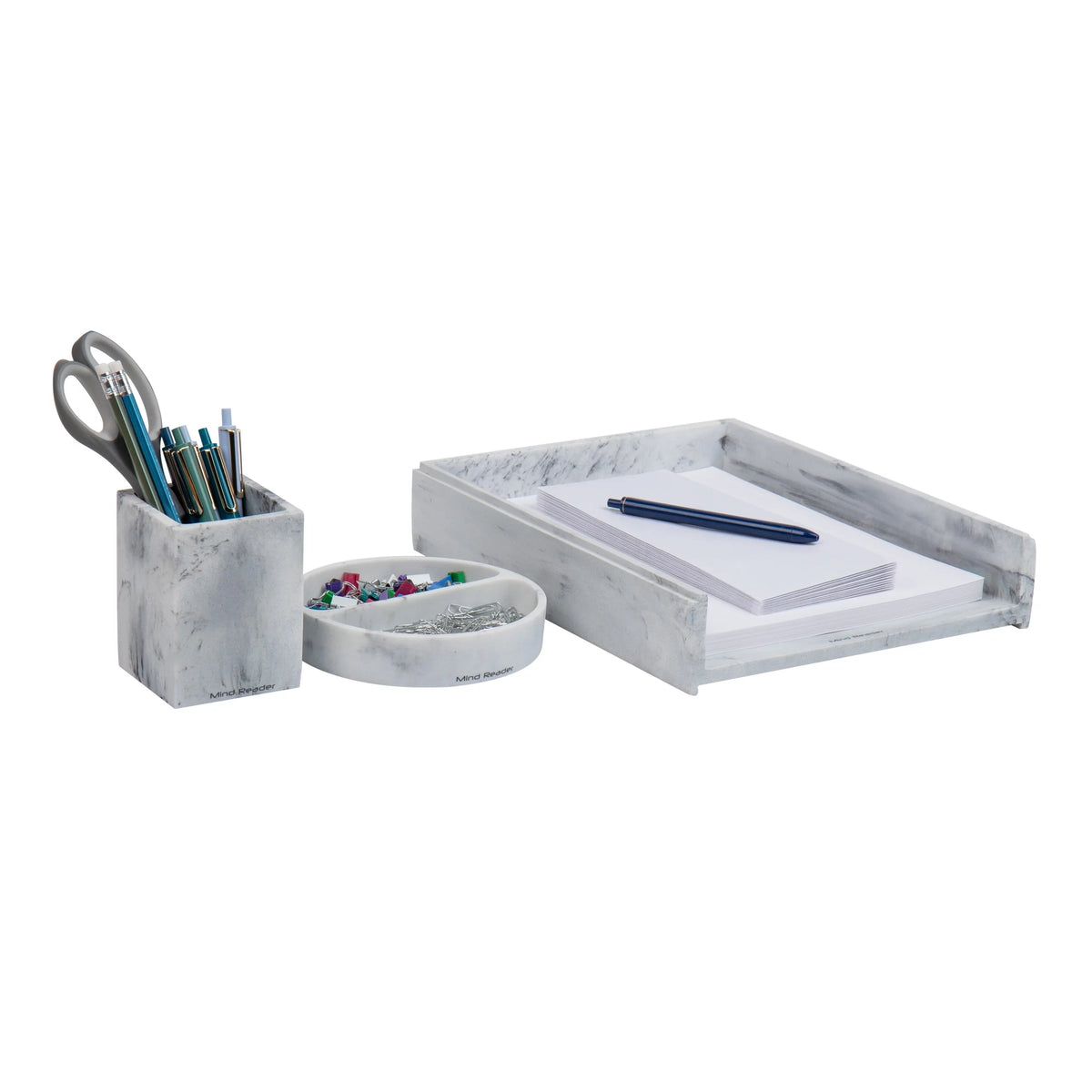 3 Pc White Resin Office Set C34978