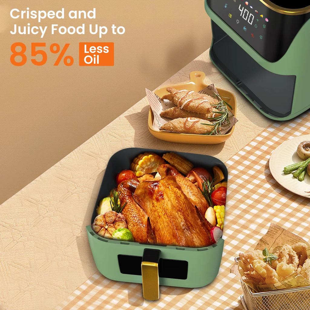 Air Fryer Large 8.5 QT Green 8 in 1 Touch Screen Visible Window 1750W A748