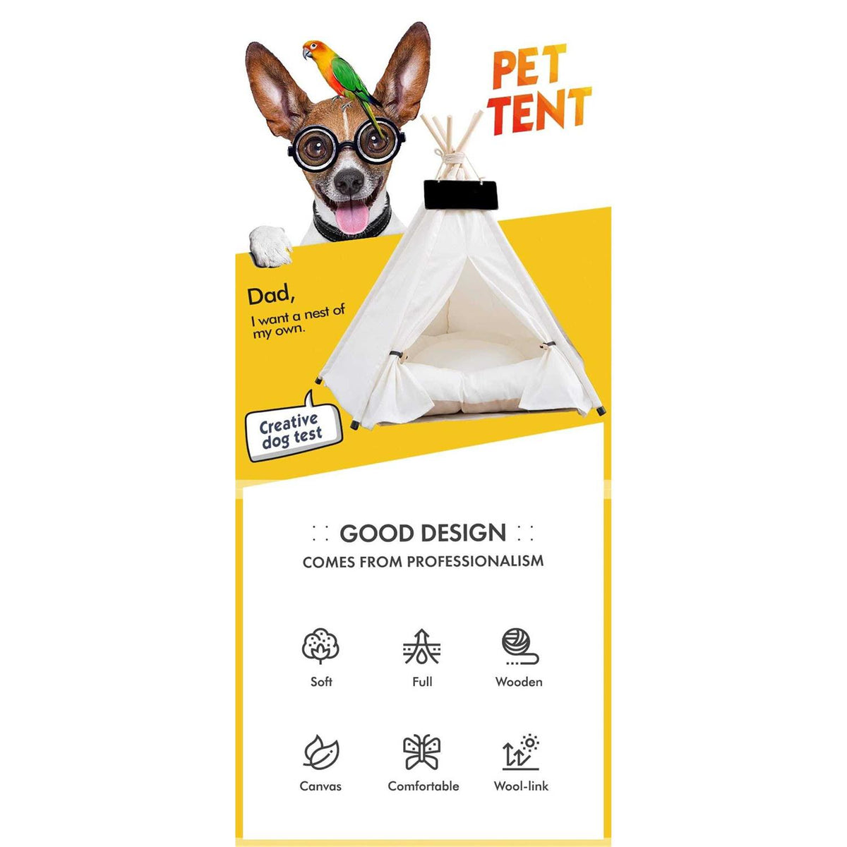 Portable Pet Teepee with Thick Cushion P6994