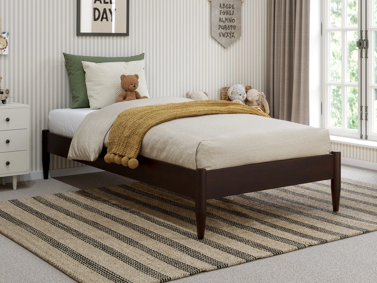 Espresso Solid Wood Platform Bed Twin XL U6837