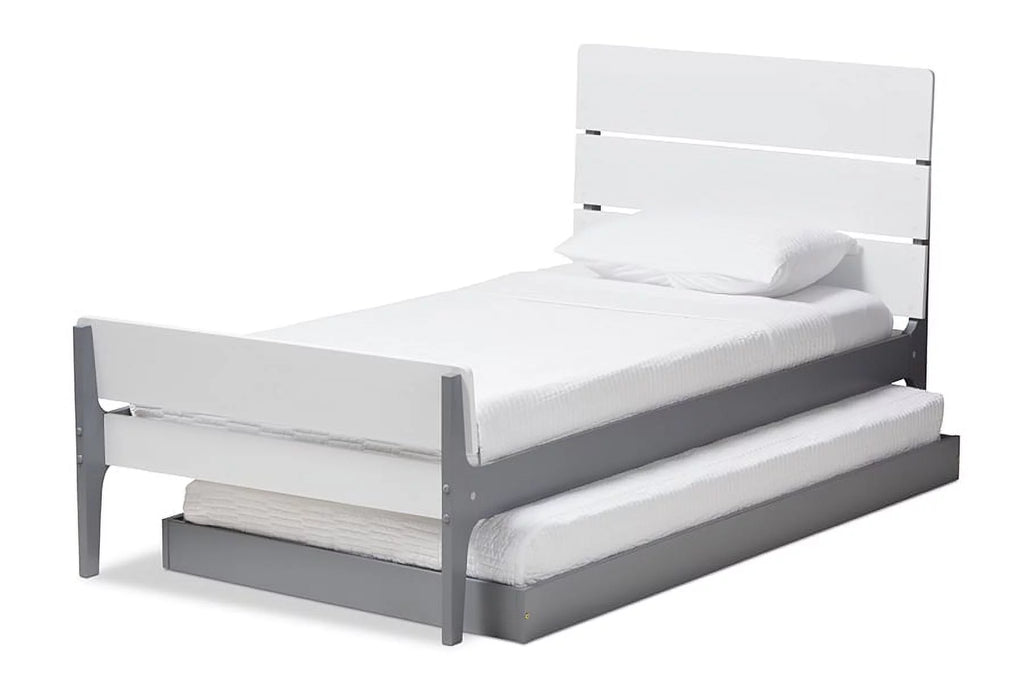 Grey-Finished Wood Twin Platform Bed Y136869