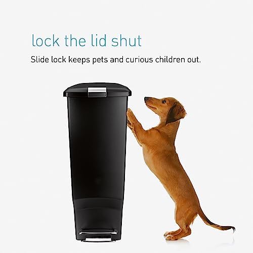 40 Liter Slim Kitchen Step Trash Can with Slide Lock, Grey Plastic N6789