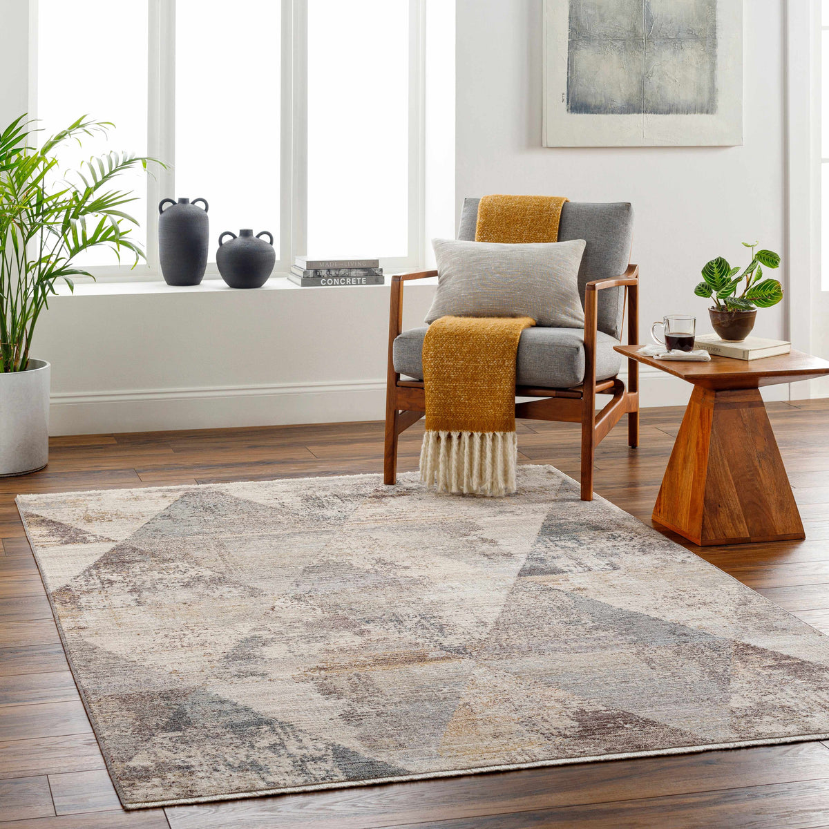 Multi Gray Brown Area Rug K485