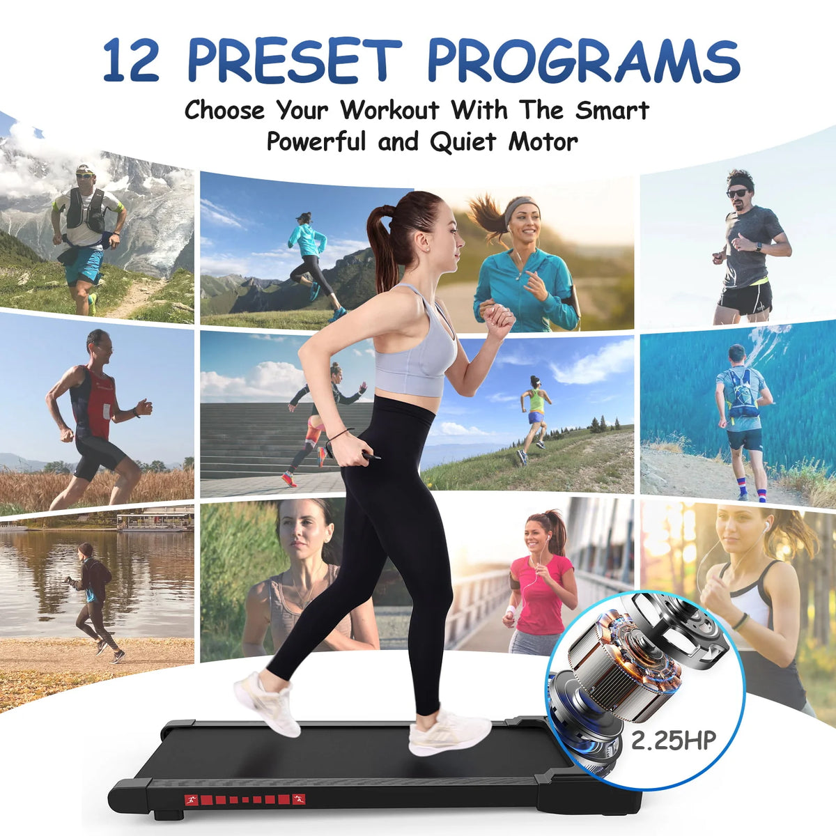 White 2.25HP Portable Mini Treadmill C14700