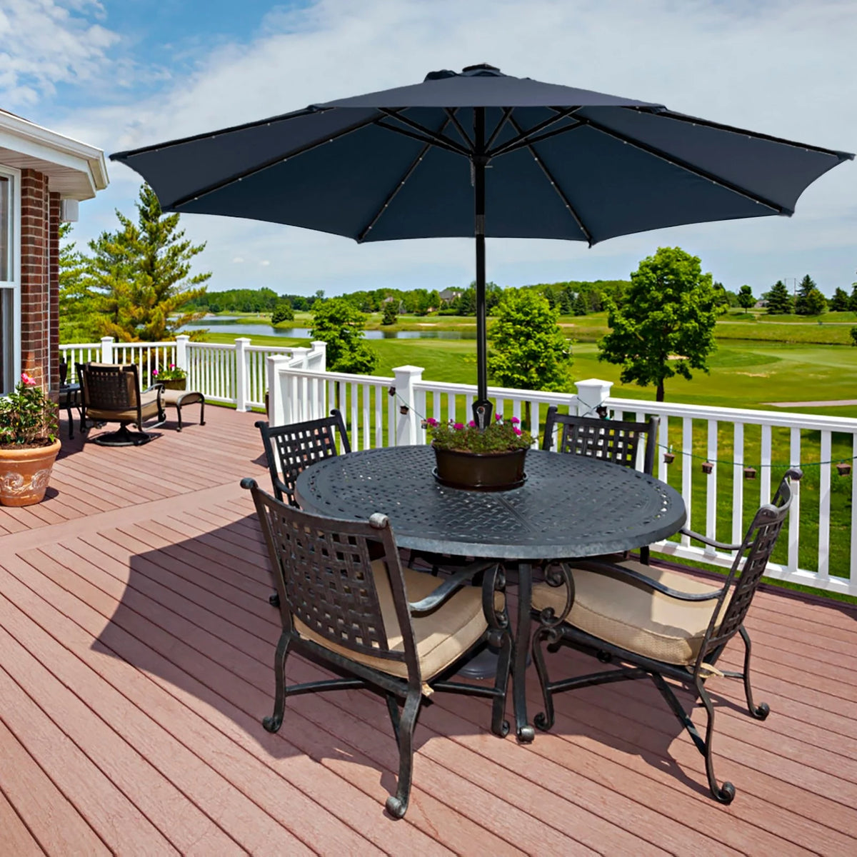 10 ft LED Solar Patio Umbrella B79028