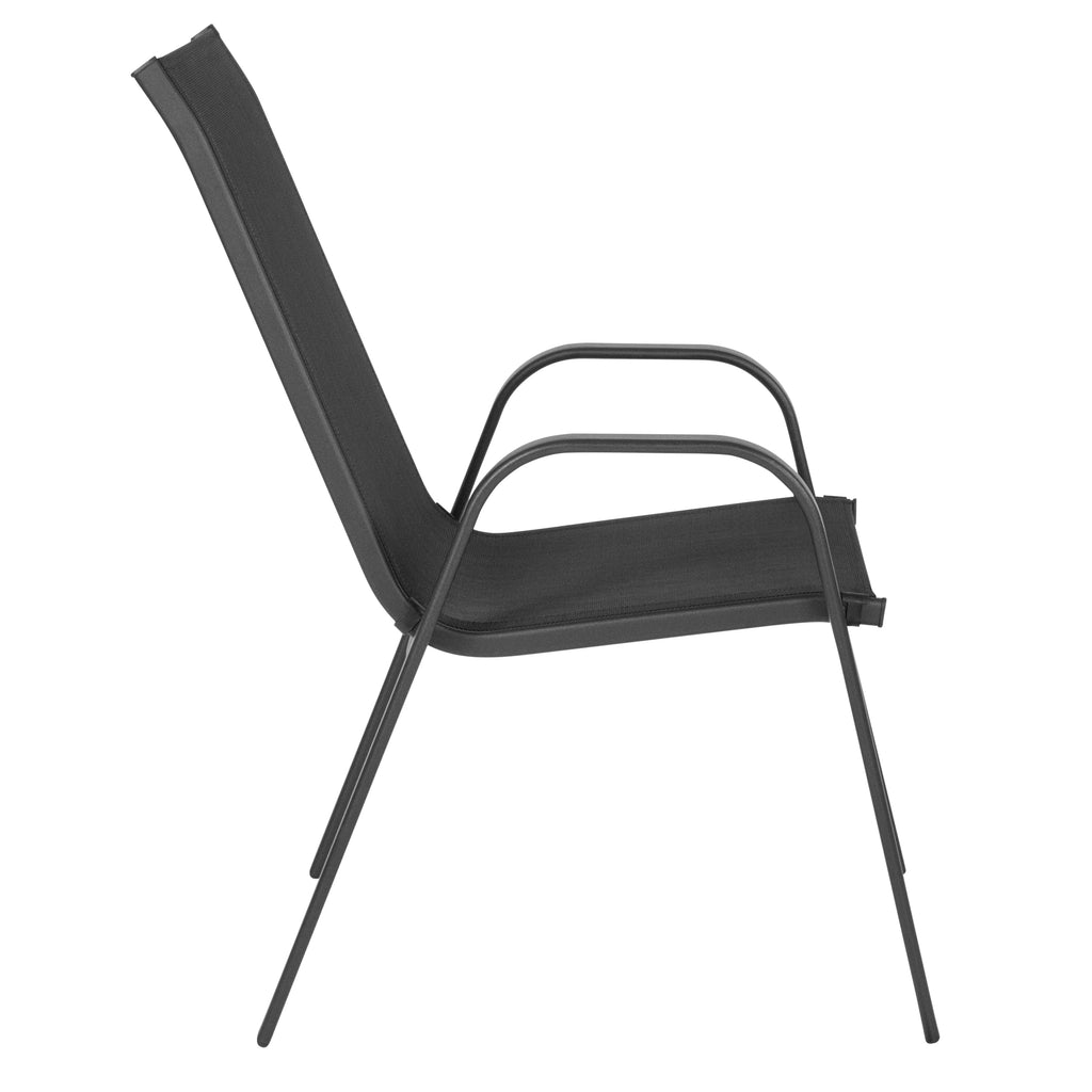 Black Stackable Patio Chairs, Set of 5 D4643
