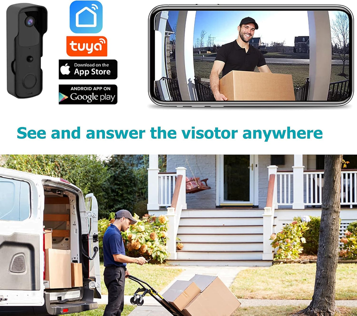 Wireless Video Doorbell Camera with Chime and Batteries Y3978
