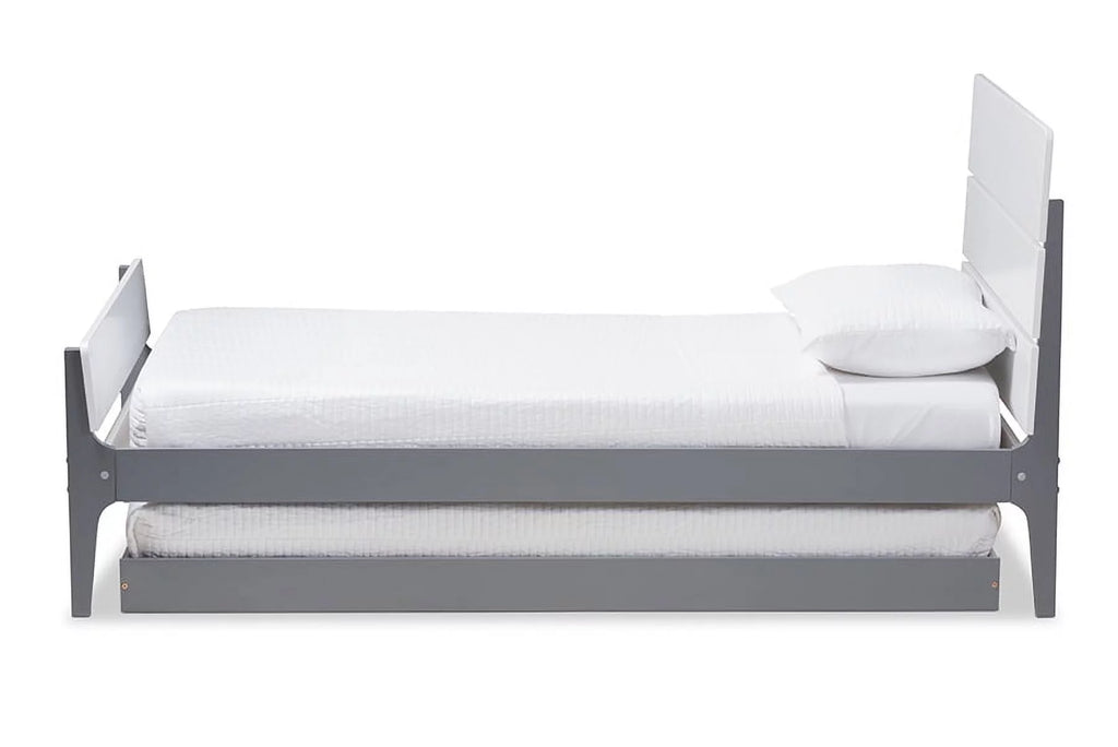 Grey-Finished Wood Twin Platform Bed Y136869