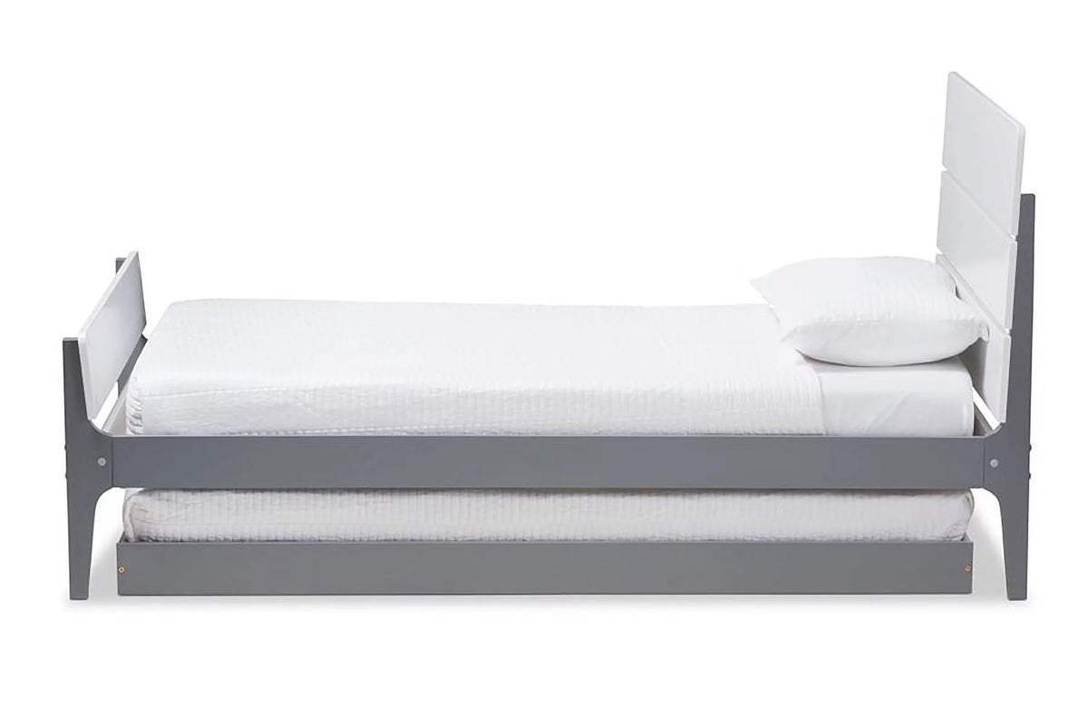 Grey-Finished Wood Twin Platform Bed Y136869