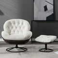White Swivel Accent Chair with Ottoman X910525