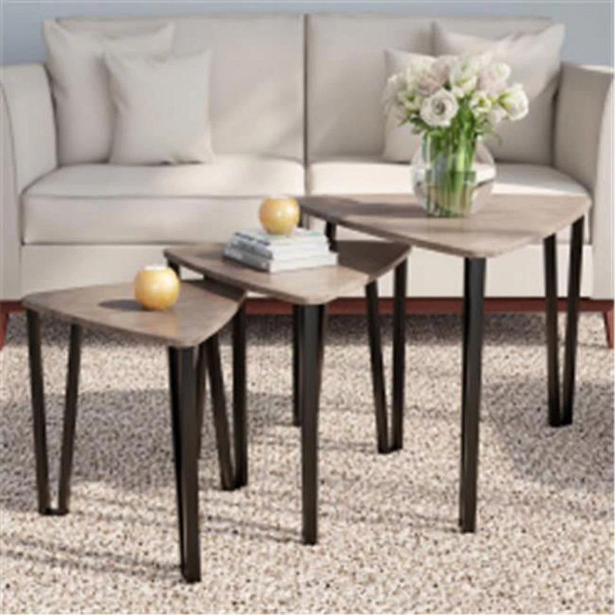 Brown Set of 3 Nesting Tables G12535