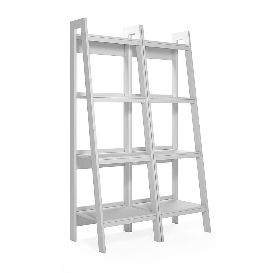White 4-Shelf Ladder Bookcase K977