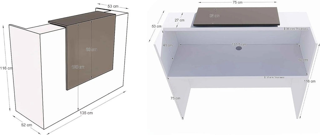 53 Inch Modern Reception Desk with Transaction Counter Y69004