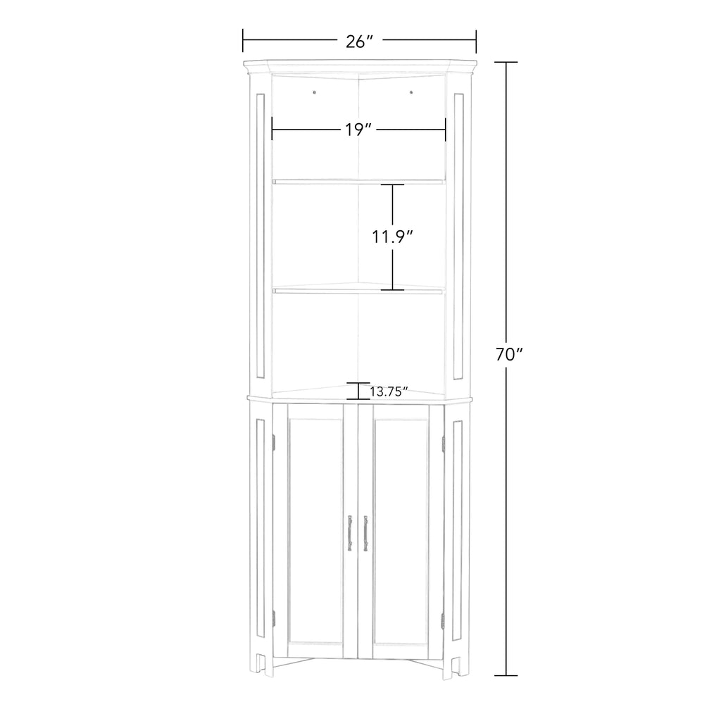 White Two-Door Corner Cabinet D626