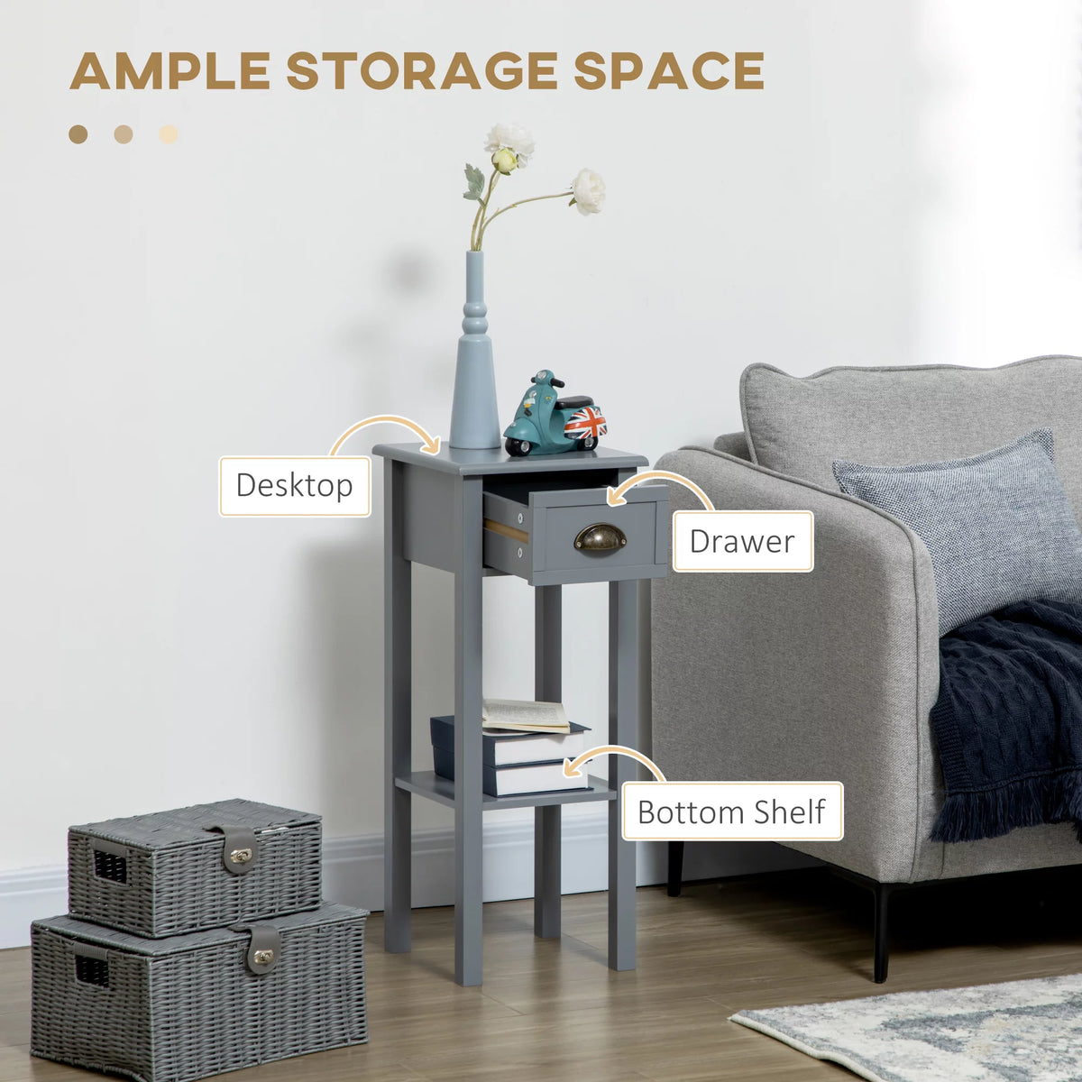 2-Tier Side Table with Drawer Shelf M761134