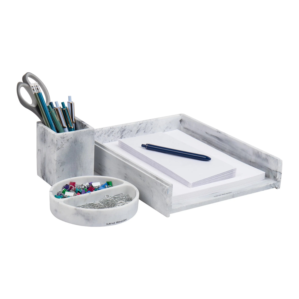 3 Pc White Resin Office Set C34978