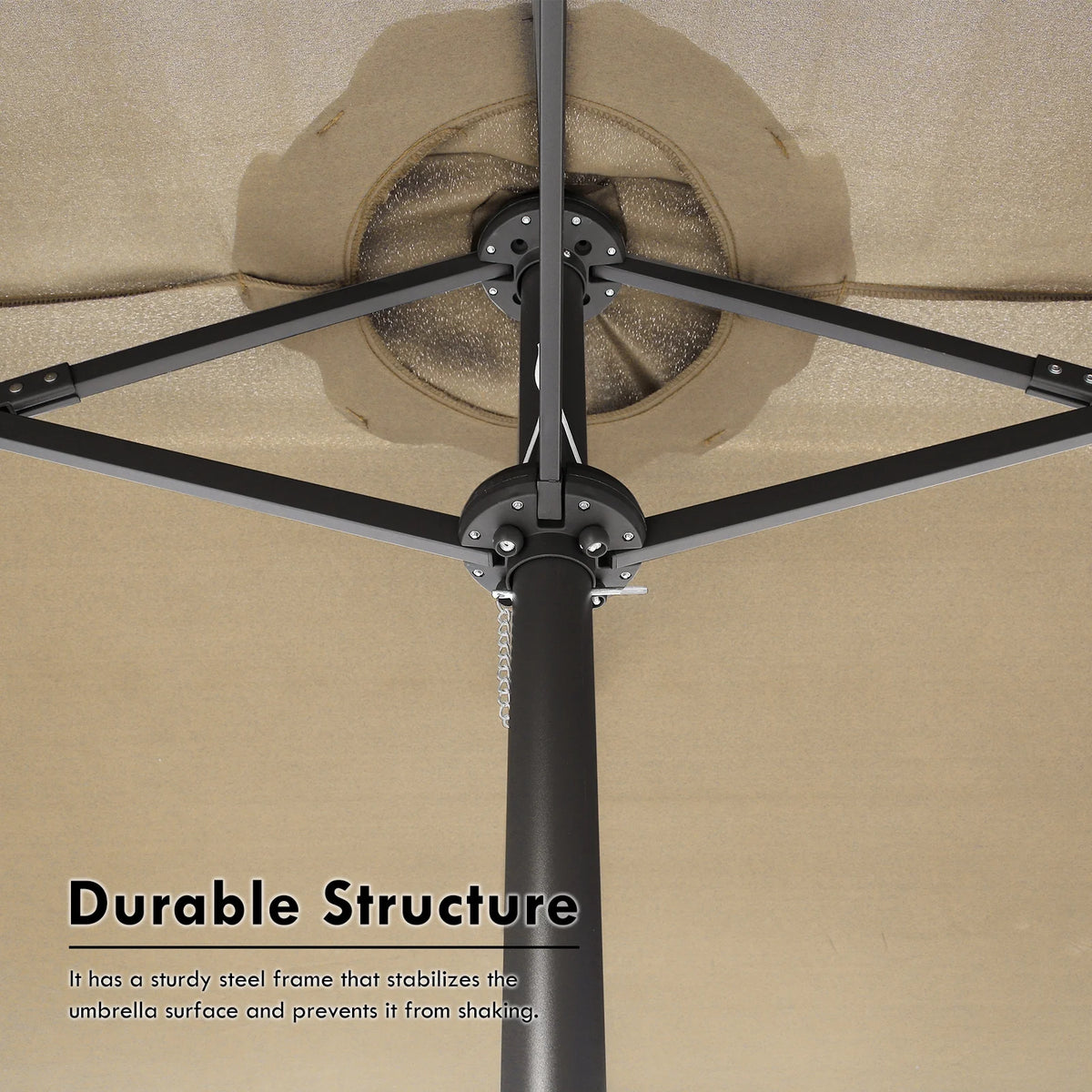 15 Foot Rectangular Double-Sided Patio Umbrella with Rolling Base O206565