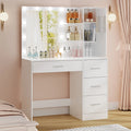White Makeup Vanity with Lighted Mirror and 4 Drawers T12560