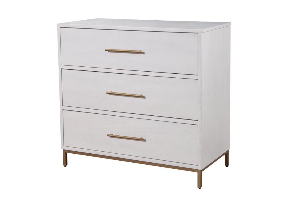 White Three Drawer Wood Small Chest Q3572