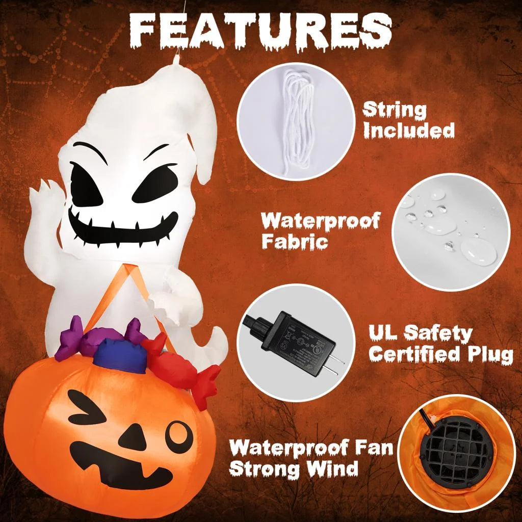 Halloween Inflatable Decor, Ghost Holding Trick Or Treat Bag S596742
