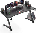 63 Inch Ergonomic Gaming Desk with Mouse Pad and Cup Holder T756216