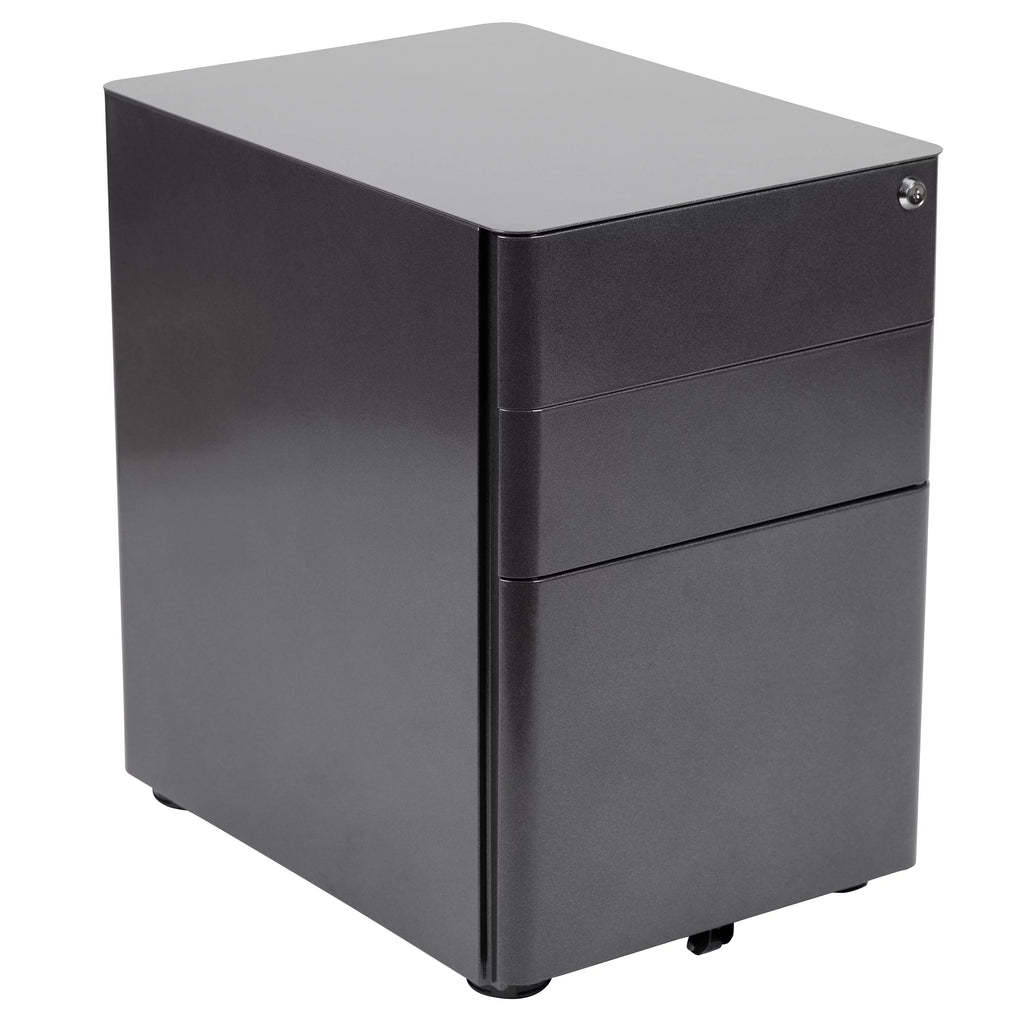 Black 3 Drawer Mobile Filing Cabinet D923