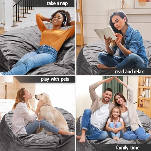 Velvet Memory Foam Bean Bag Chair S863291