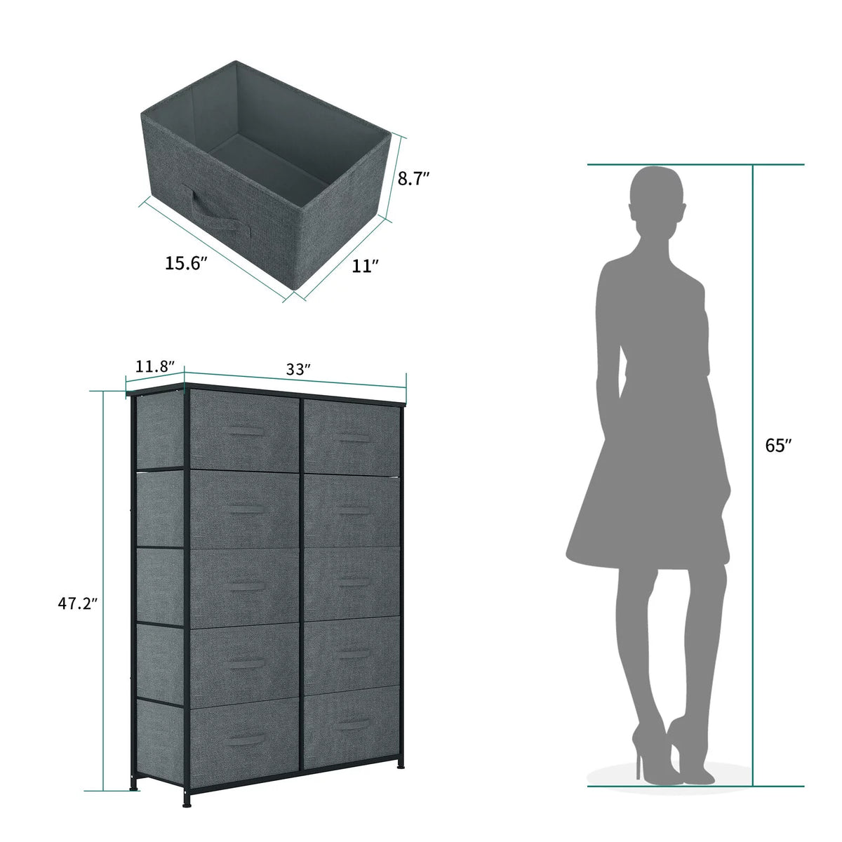 10 Drawer Storage Organizer with Wooden Top Shelf A84624