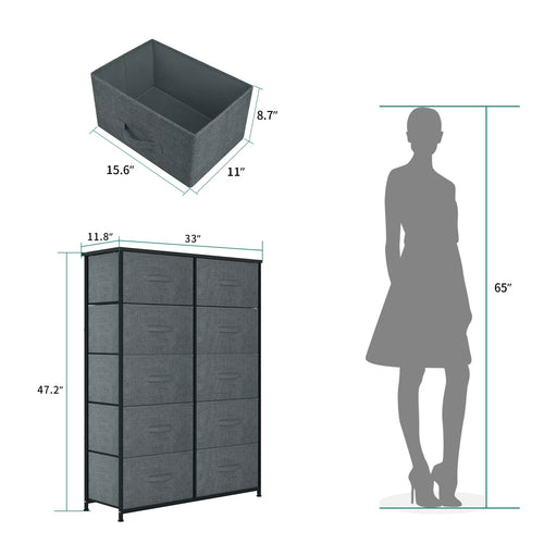 10 Drawer Storage Organizer with Wooden Top Shelf A84624