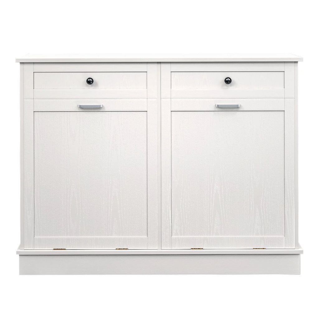 White Free Standing Tilt Out Trash Cabinet with Drawer B373