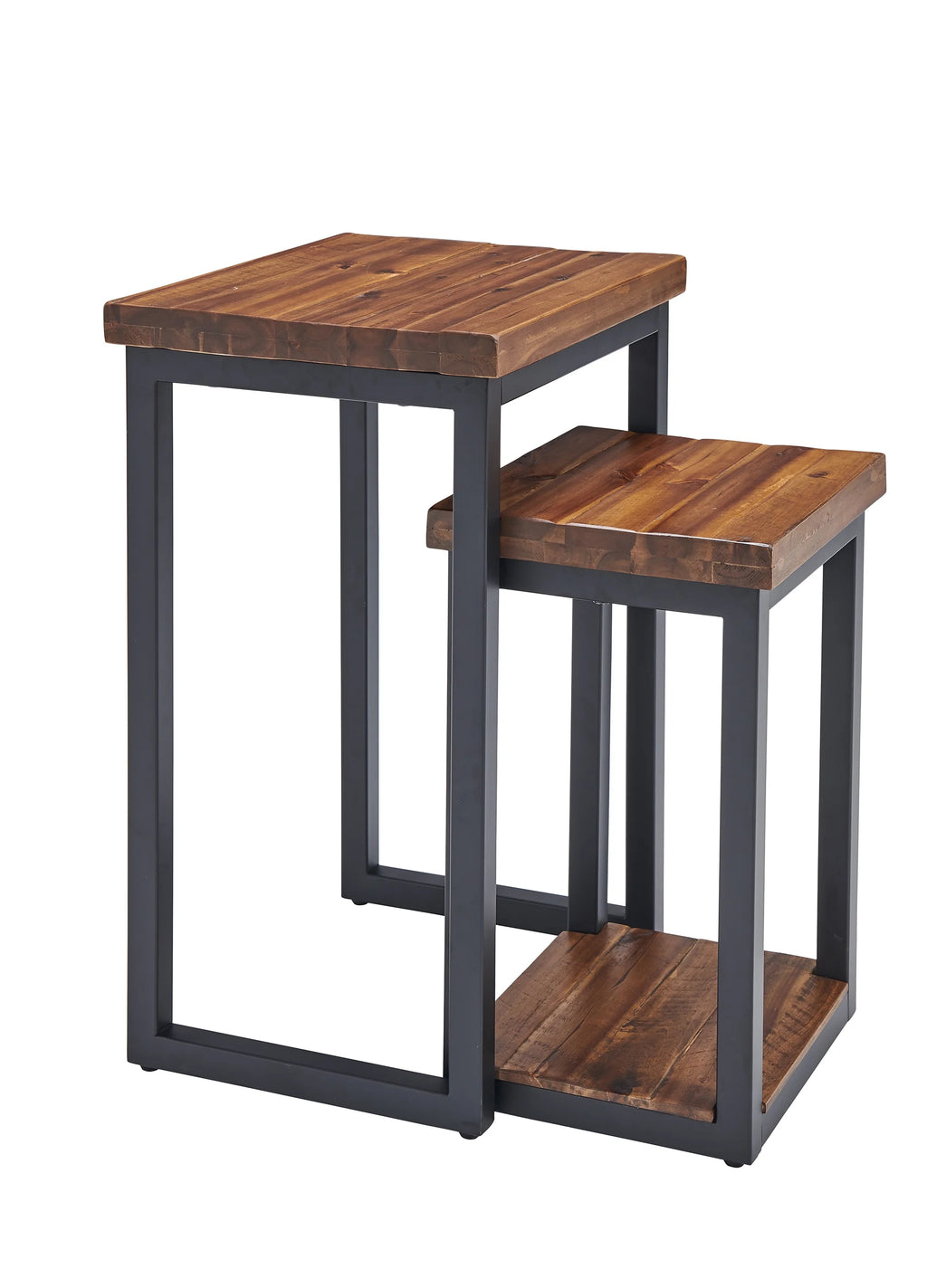 Rustic Wood Nesting End Tables Set of Two W985