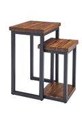 Rustic Wood Nesting End Tables Set of Two W985