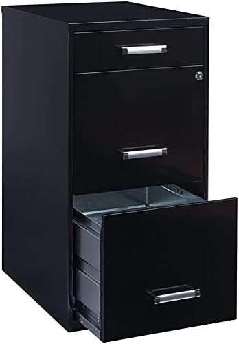 Black 18in. Deep 3 Drawer Metal File Cabinet S320