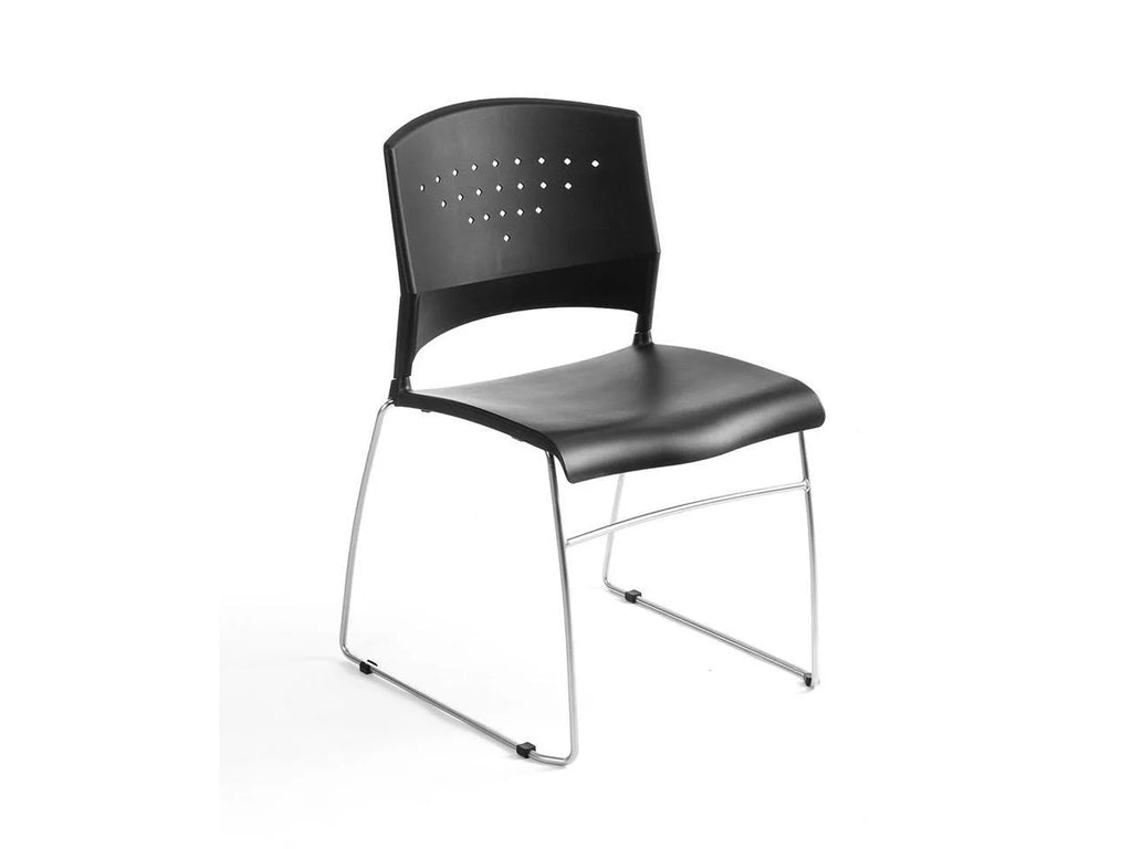 Black Stack Chair with Chrome Frame 5 Pcs Pack Y90472